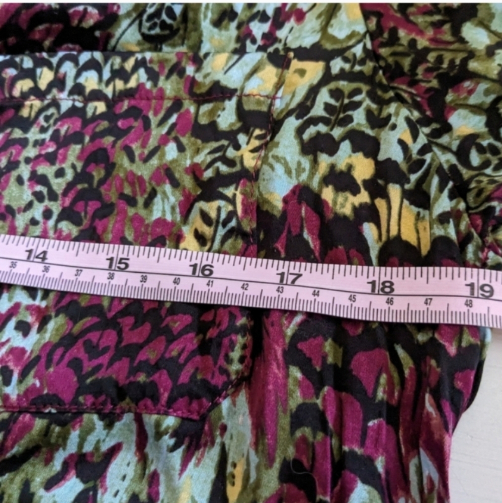 🖤❤️🩵 Anthropologie Tiny Postcard Viscose Rayon Short Sleeve Blouse, S - Picture 8 of 11